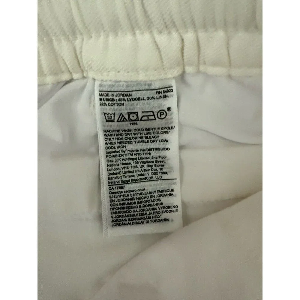 Banana Republic Pants Large White Womens Linen Blend Pull On Lagenlook NWOT
